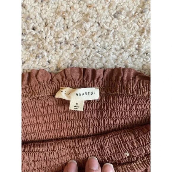 LA Hearts Tube Top Brown Button Size M Y2K - Picture 3 of 5